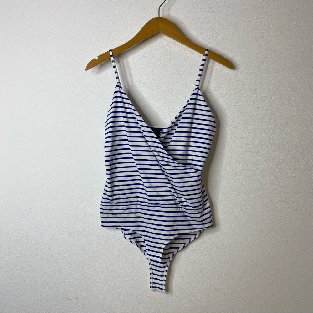 J.CREW Blue White Stripe Bodysuit Size Small